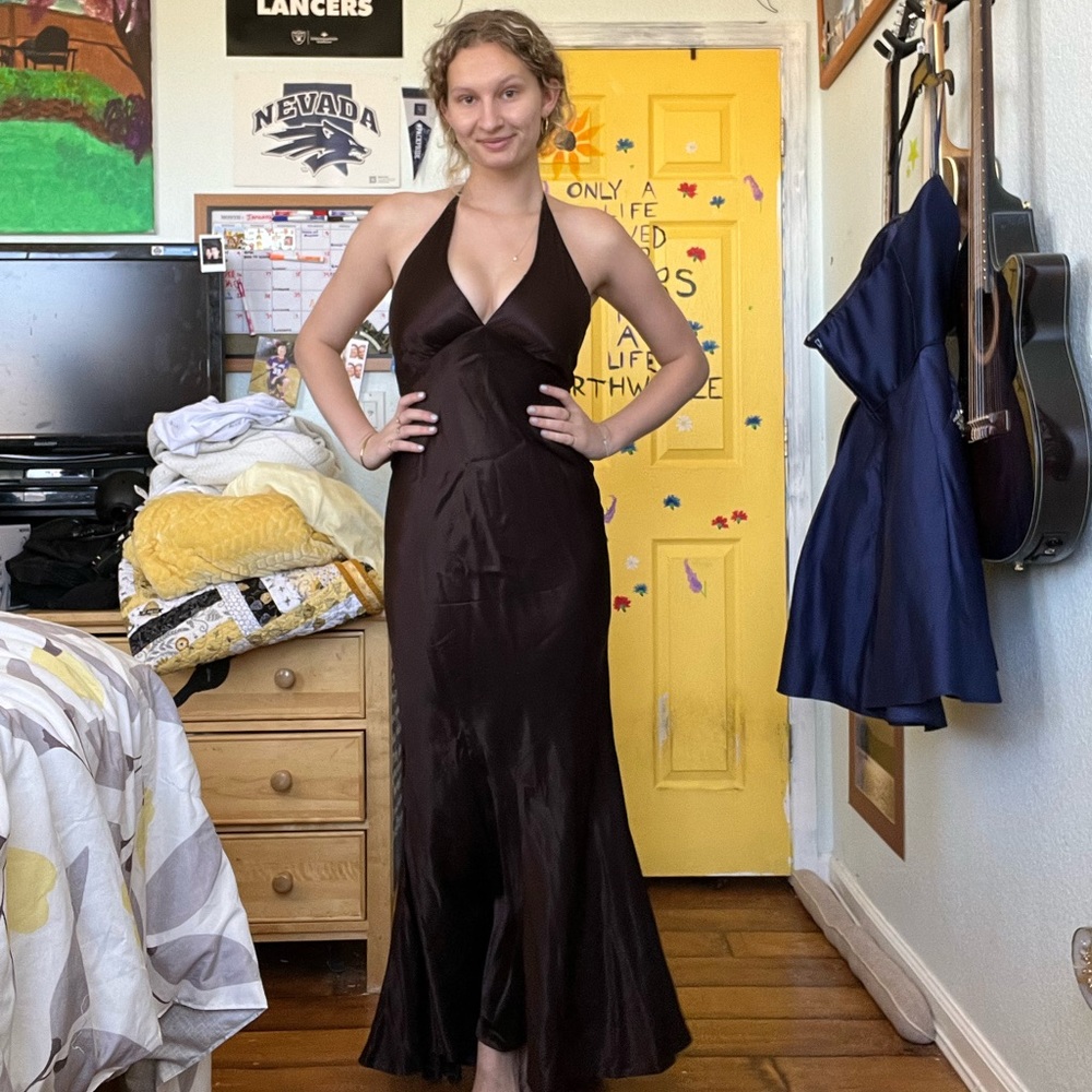 Chocolate brown backless mermaid dress